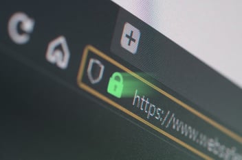 Web browser URL with green glowing lock beside HTTPS