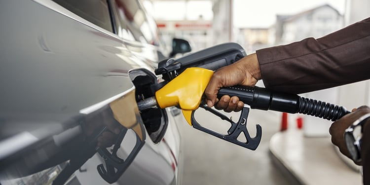 person's hand holding petrol bowser and putting petrol in their car